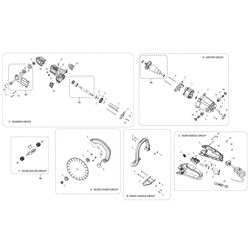Evolution R255DCT Taietor cu disc / fierastrau pentru beton Piese de schimb