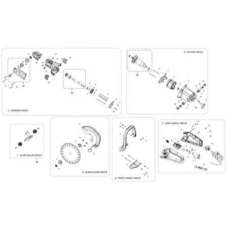 Evolution R255DCT Taietor cu disc / fierastrau pentru beton Piese de schimb