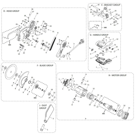 Evolution R255SMS-DB Fierastrau glisant de taiere in unghi Piese de schimb (cap)