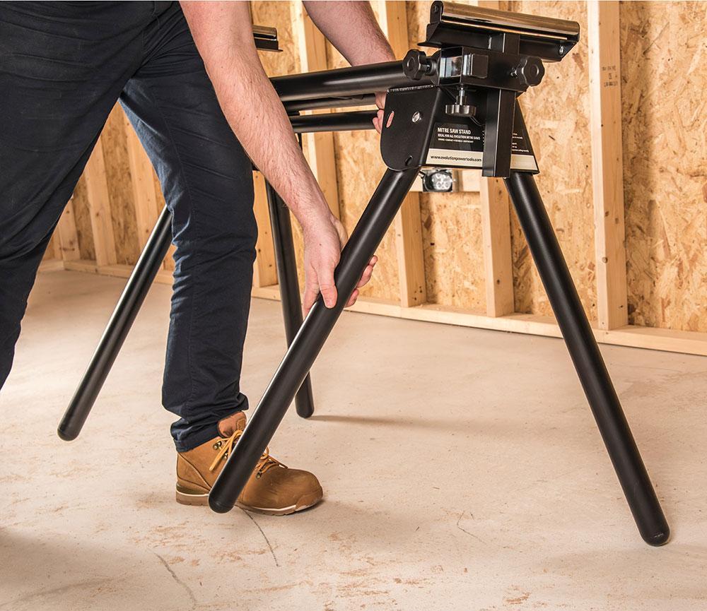 Pachet fierastrau circular stationar multifunctional cu acumulator Evolution R255SMS-DB-Li 18V Li-Ion EXT 255mm + stand