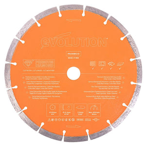 Disc Premium diamantat segmentat multifunctional, pentru masinile de taiat Evolution 230mm, Ø230 x 22.2 mm