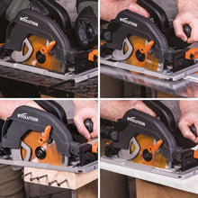 Pachet Fierastrau circular de mana Evolution R185CCSX cu mini sina de ghidaj de 1020mm din 3 piese + Sina de ghidaj ST1400-G2 1,4m