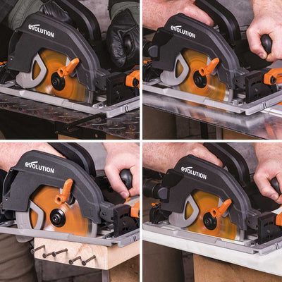 Pachet Fierastrau circular de mana Evolution R185CCSX cu mini sina de ghidaj de 1020mm din 3 piese + Sina de ghidaj ST1400-G2 1,4m