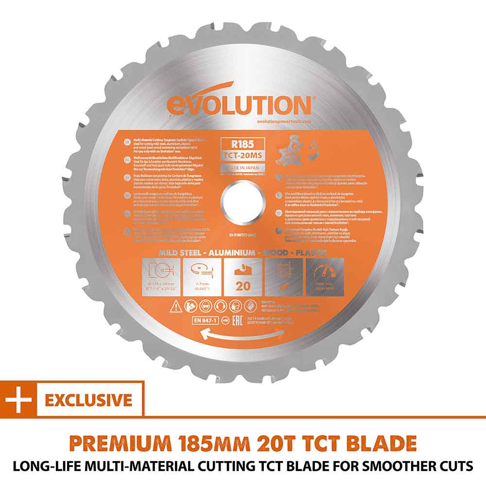 Fierastrau circular stationar multifunctional Evolution R185SMS+ 185mm 1200W