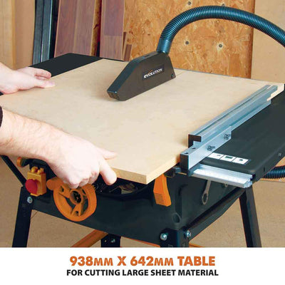 Fierastrau circular cu masa Evolution R255MTS cu disc de taiere multi-materiale de 255mm 1500W