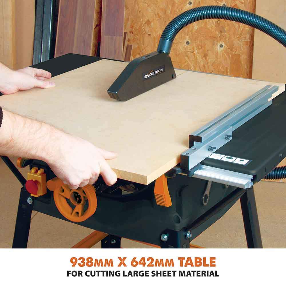 Fierastrau circular cu masa Evolution R255MTS cu disc de taiere multi-materiale de 255mm 1500W