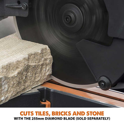 Pachet fierastrau circular stationar multifunctional Evolution R255SMS-DB+ 255mm + stand + panza lemn