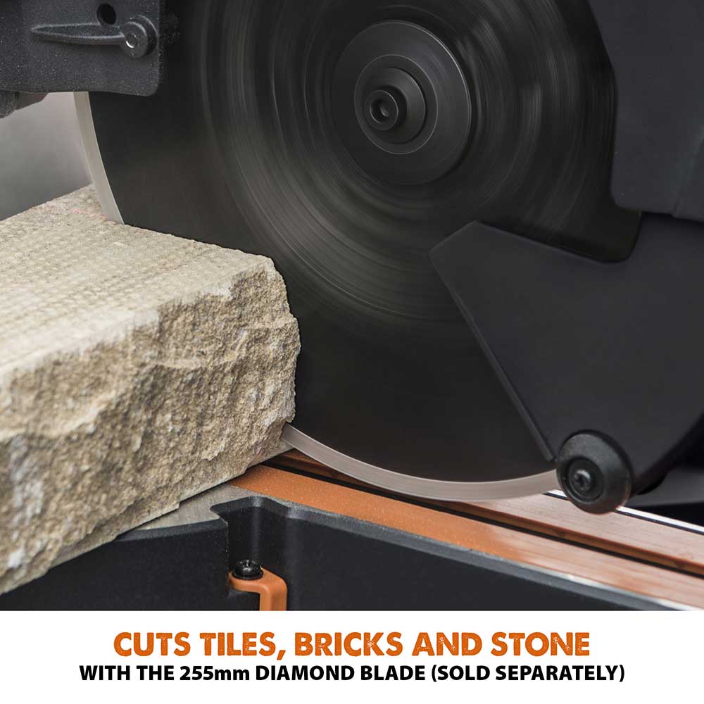 Pachet fierastrau circular stationar multifunctional Evolution R255SMS-DB+ 255mm + stand + panza lemn