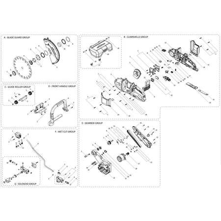 Evolution R260DCT-Li Taietor cu disc / fierastrau pentru beton Piese de schimb