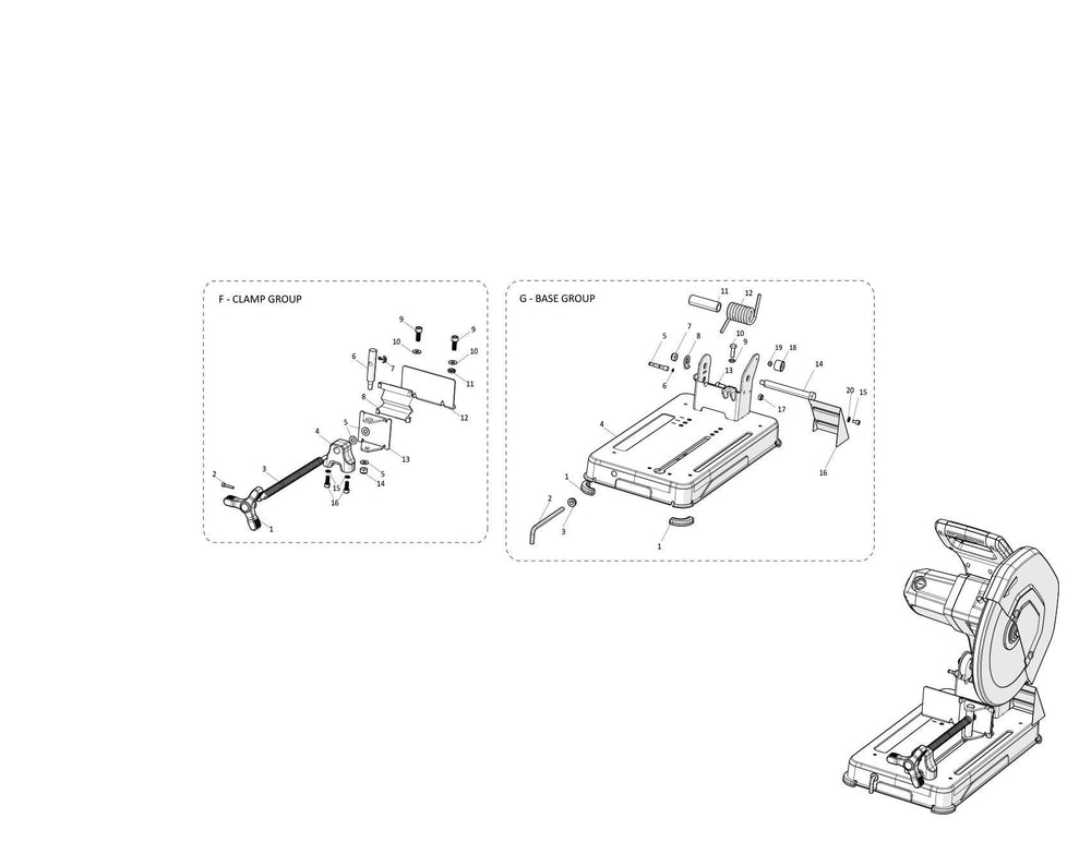 Evolution R355CPS Fierastrau de debitat Piese de schimb (sectiune baza)