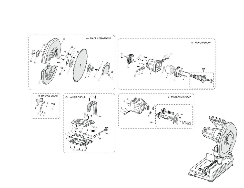 Evolution S355CPS Fierastrau de debitat Piese de schimb (sectiune cap)