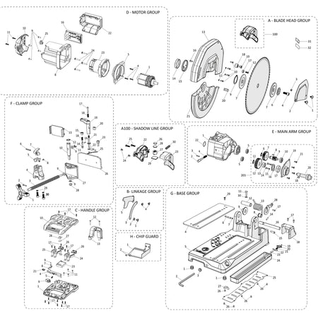 S355CPS-Li Fierastrau de debitat metal cu acumulator Piese de schimb