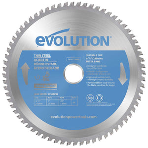 Panza circular pentru taiat otel subtire, pentru fierastraie circulare stationare Evolution 210mm, Ø210 x 25.4 mm, 68 de dinti vidia TCT